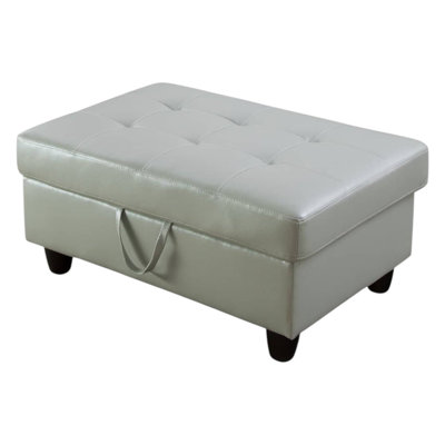 Faux Leather Storage Ottoman