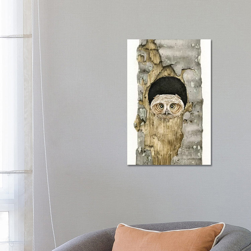Peek A Boo Owl by Tracy Lizotte - Wrapped Canvas Painting, 66.04 cm H x 45.72 cm W x 1.91 cm D