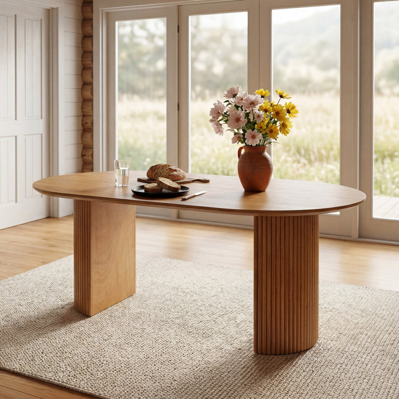  79" Oval Dining Table, Brown