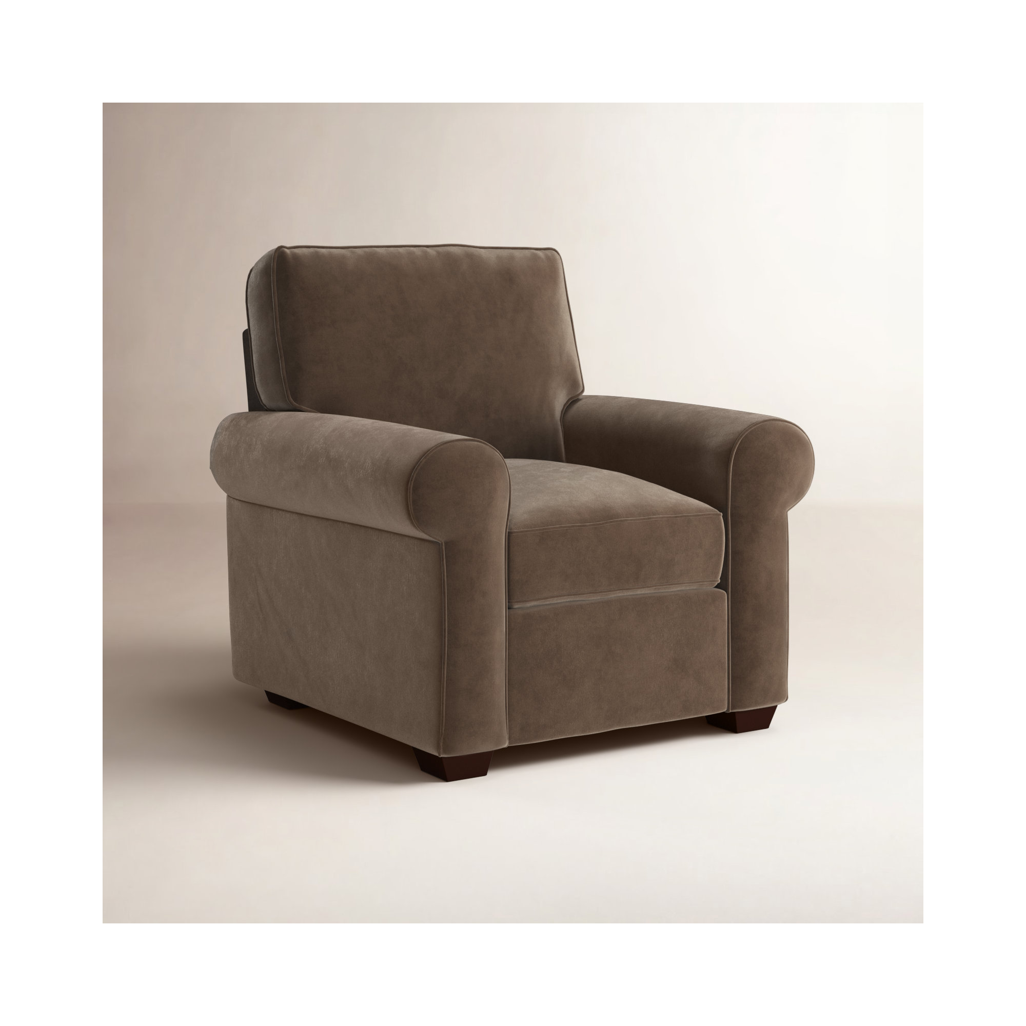 Porter Upholstered Armchair, Bella Cocoa Performance Velvet