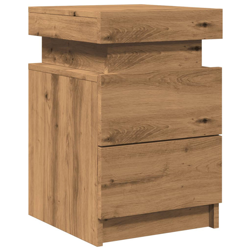 Daukarah 35cm W Manufactured Wood Bedside Table, Artisian Oak