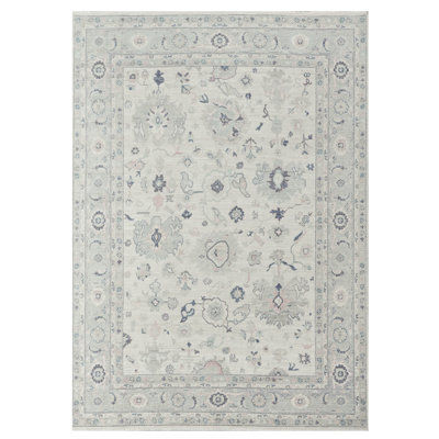 Pacific Ushak Wool Weft 9x12 Ivory / Lt. Grey Transitional Hand Knotted Rug