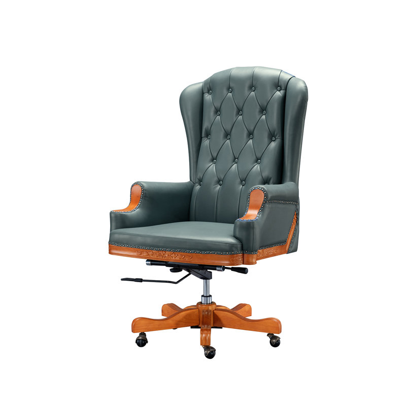 Leather Swivel Office Chair, Green