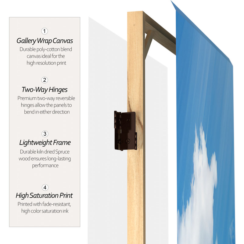 6 Ft. Tall Double Sided Sunset Palms Canvas Room Divider, Mediterranean, 4