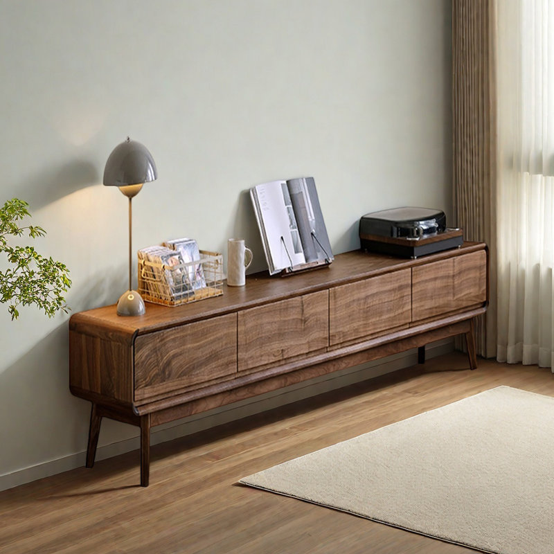Meuble télé moderne et minimaliste en bois massif, H 15,7 po x L 70,9 po x l 15,7 po