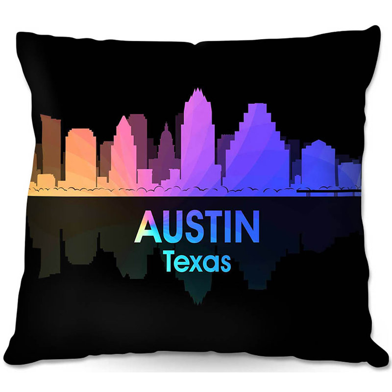 Coussin Couch City V Austin Texas, 16 po x 1 po, Austin, Texas, Noir