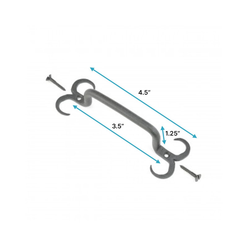 Rustic Iron Bar Pull with RSF Finish and Mounting Hardware