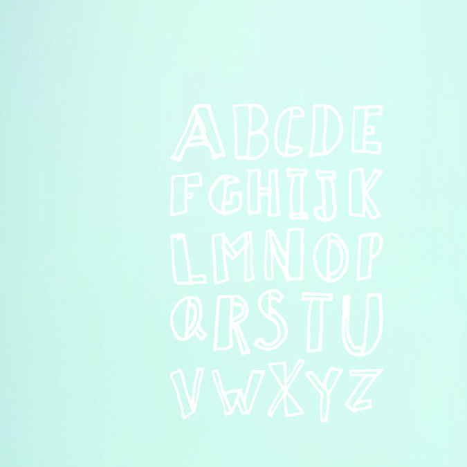 Décalcomanie murale alphabet doodle, Blanc