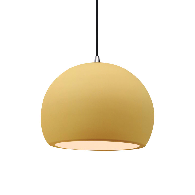 Luminaire suspendu à 1 lumière Aschwin, H 7,75 po x l 10 po x P 10 po, Jaune atténué, Nickel brossé