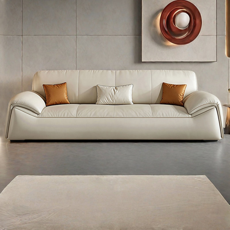 Italian minimalist modern straight-row sofa, 29.52" H x 70.86" W x 37.40" D