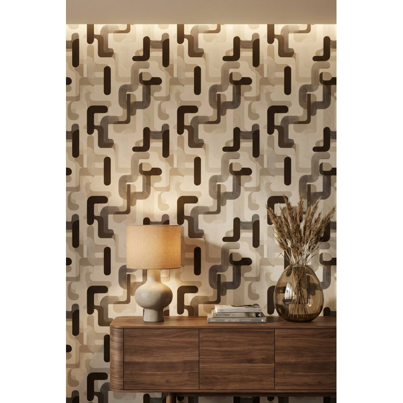 Papier peint fond blanc Mid Century Modern, Texturé non collé