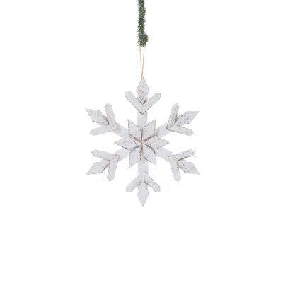 Flocon de neige blanc suspendu en bois blanc