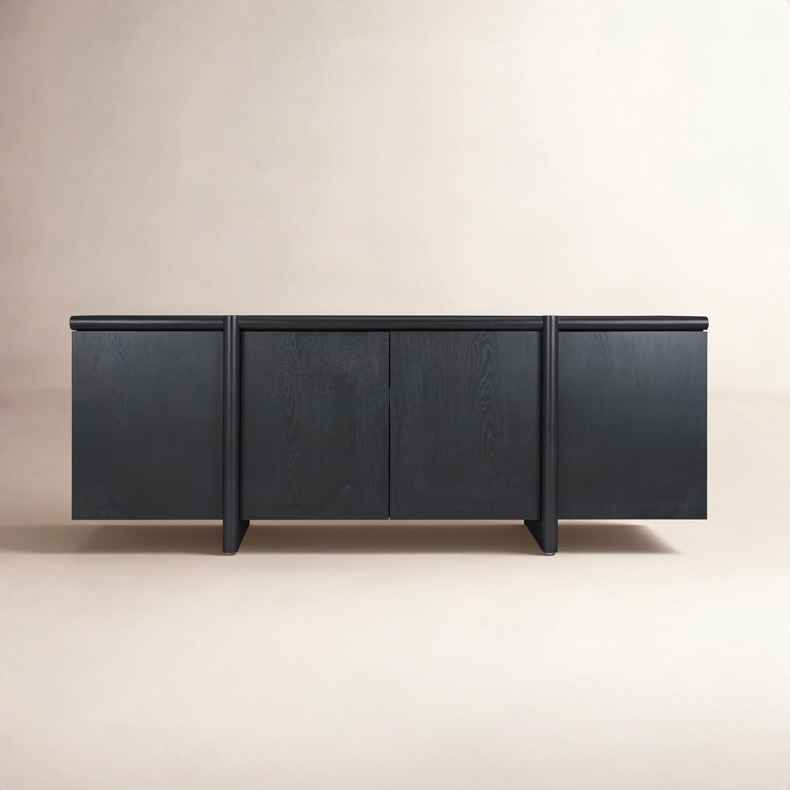 Rowan Black Oak Wood Closed 4 Door Sideboard