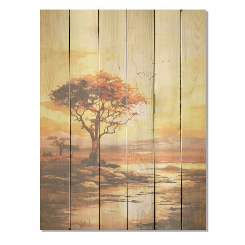 Arbre africain Essence I - Art africain sur bois de pin naturel, H 40 po x l 30 po