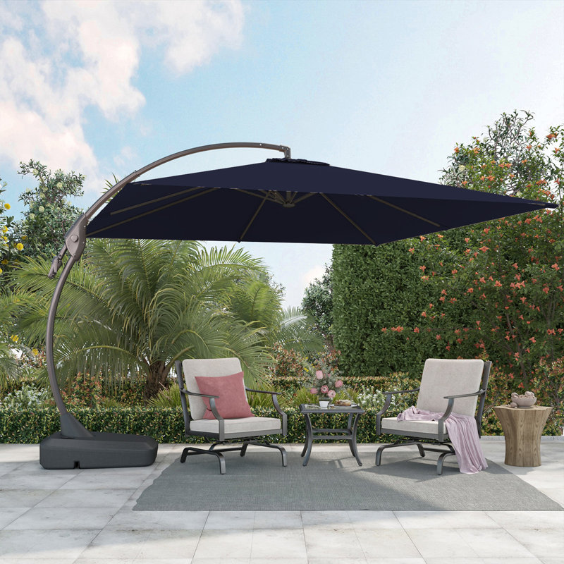 Parasol rectangulaire en porte-à-faux 11 pi x 9 pi Naysha, Bleu marine