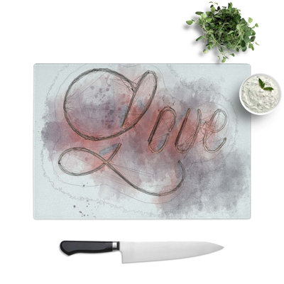 Glass Love Sign in Abstract Chopping Board