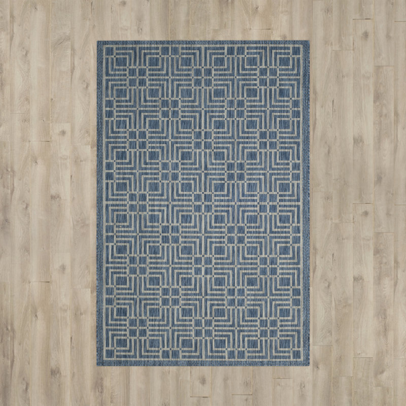 Laurence Geometric Hand Woven Indoor / Outdoor Area Rug, Rectangle 61 x 109 cm