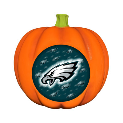 Décoration citrouille en résine avec logo DEL 3D des Eagles de Philadelphie (NFL) | 25 cm