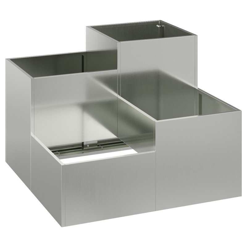 Planter Box, 60cm H x 100cm W x 100cm D, Silver