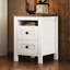 Table de chevet style chambre à coucher - 2 tiroirs, blanc et brun, 2 po et moins compacts