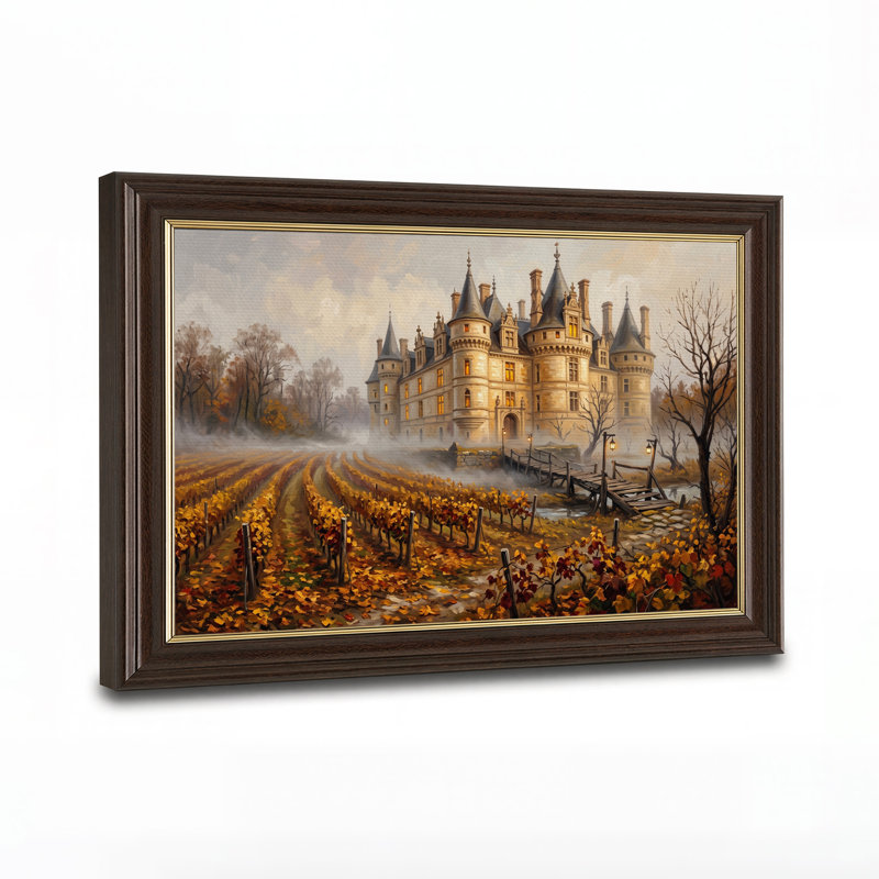 Art mural sur toile Chateau in Golden Autumn Vineyard, H 12 po x l 18 po