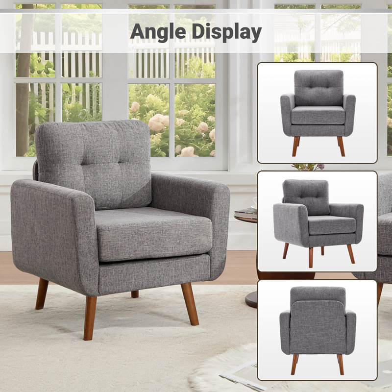 Fauteuil d'appoint Jadier 28,7 po Mid-Century, Lin gris