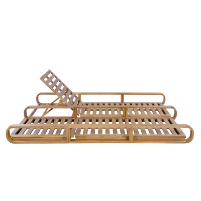 Structure de chaise longue double d'extérieur en bois d'acacia Adoro avec deux dossiers réglables et un design à lattes