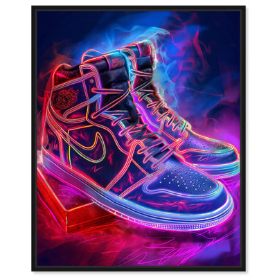 Bold Neon Glow Sneakers Canvas Neon Sneaker Art by Art Remedy