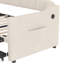 Lit de jour simple avec cadre tapissier avec lit gigogne escamotable à hauteur réglable et port de charge USB et Type-C, avec 2 poches latérales, sans sommier, beige-402606384