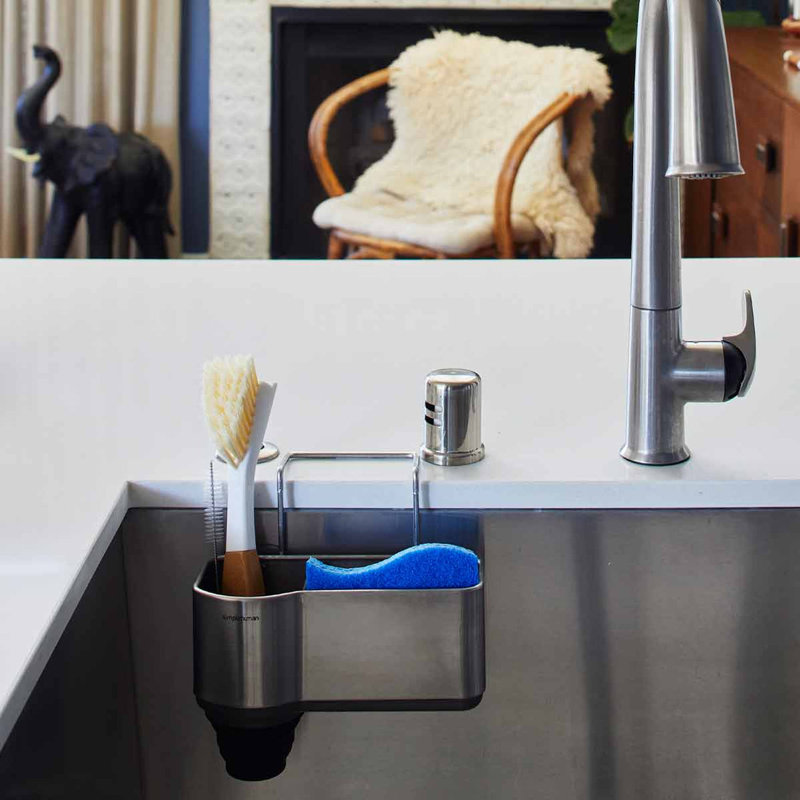Brushed Stainless Steel Suction Mount Sink Caddy