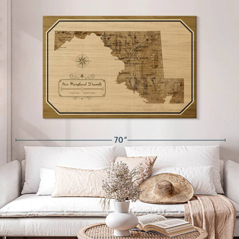 Épingle antique du Maryland, États-Unis, Amrico, H 34 po x l 51 po