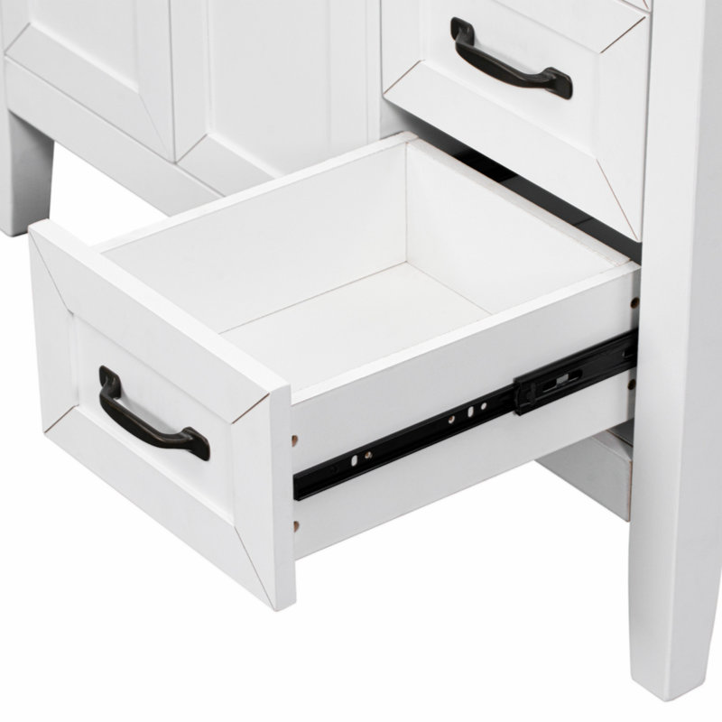 Meuble-lavabo simple avec plateau en bois massif 35,98 po Onterrio, Blanc