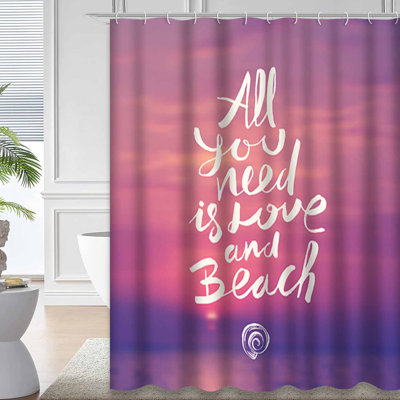 Summer Beach Ocean Calm Clouds Love Shower Curtain with 12 Hooks