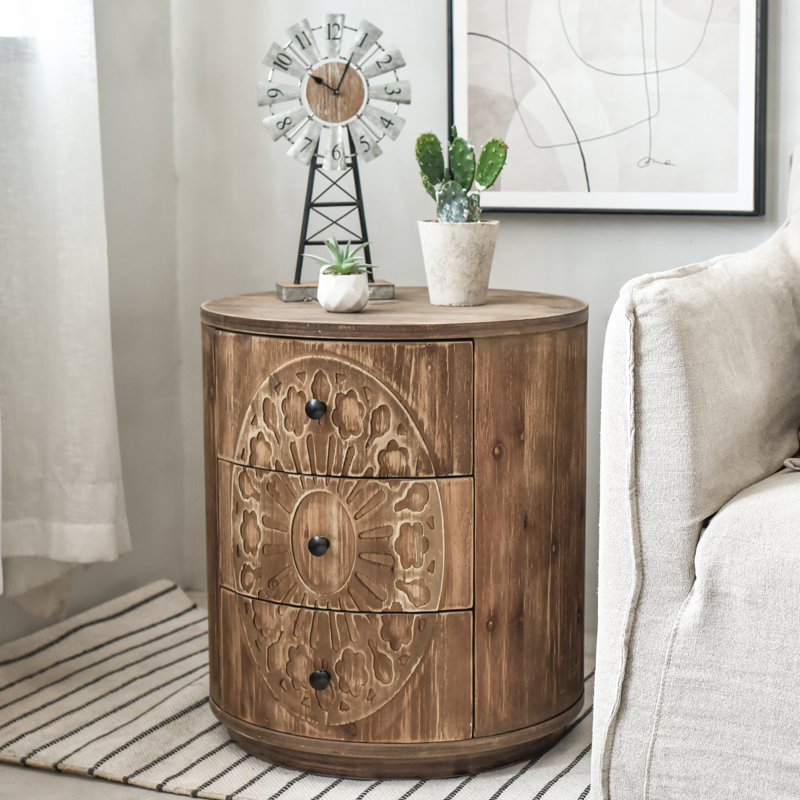 Cylindrical 3-Drawer Nightstand