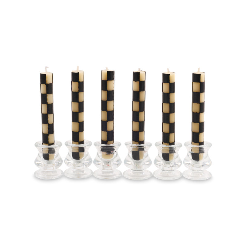 Check Mini Dinner Candles, Black