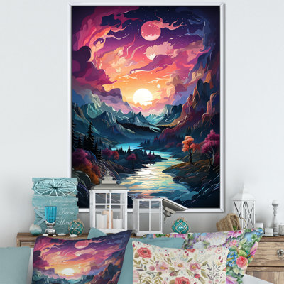 Aurore boréale paysage aquarelle VI - aurore boréale, art mural_106495