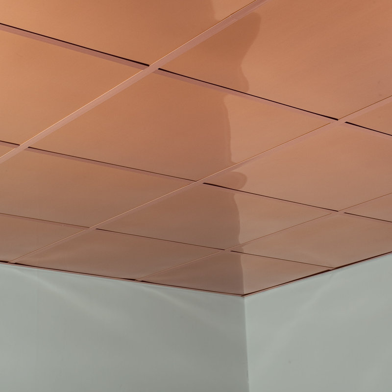 Panneau de plafond décoratif plat en vinyle 2 pi x 2 pi FASÄDE, Cuivre poli