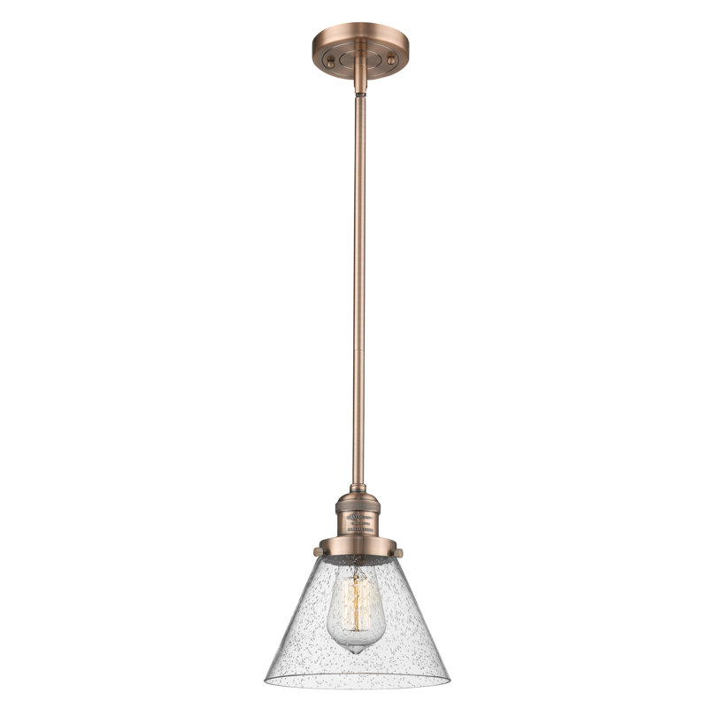 Luminaire suspendu conique à 1 lumière Mosley, Grainé, Ampoule DEL 6 watts Vinage, Cuivre antique