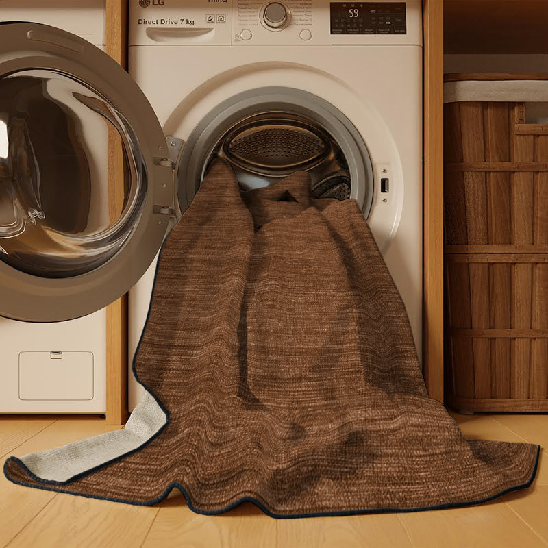 Machine Washable Solid Brown Area Rug