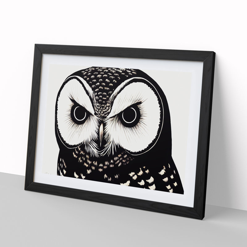 Desirable Owl - Single Picture Frame Print, 25cm H x 34cm W, Black