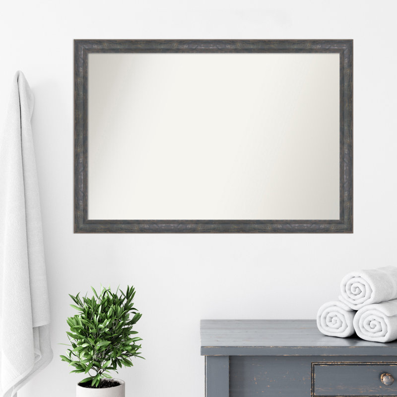 Earmon Solid Wood Frame Mirror, 27.25" x 39.25", Silver, Rectangle