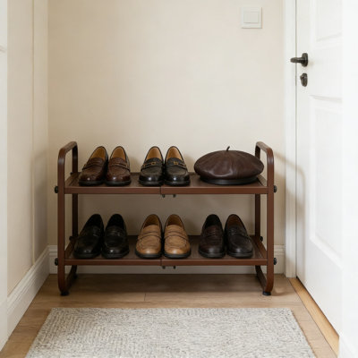Expandable And Stackable Metal Shoe Rack Organizer, Adjustable Shoe Shelf Storage For Closet, Entryway, Garage, And Door Entrance