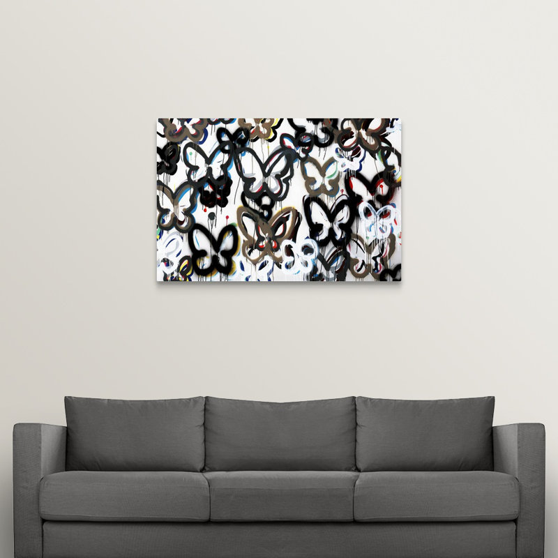 « papillon de fond ii », peinture sur toile, H 32 po x l 48 po x P 1,25 po, Toile tendue
