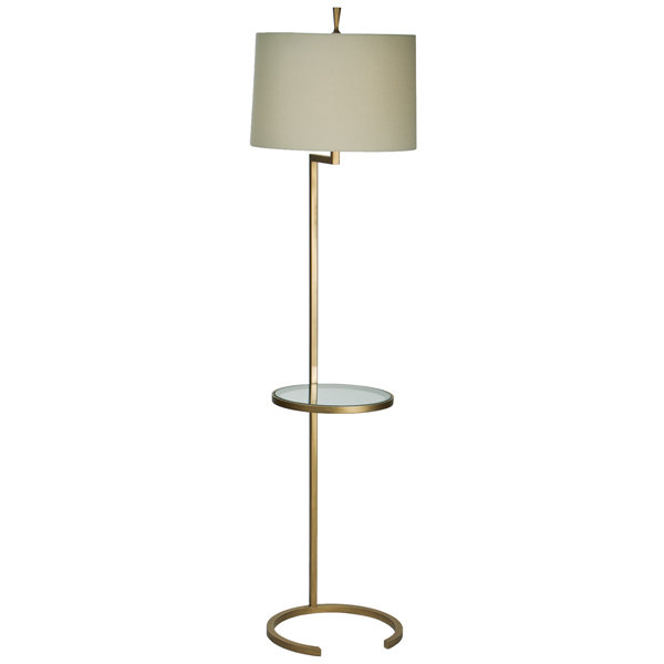 Crescent Tray Table Floor Lamp, Gilded Iron, Gray
