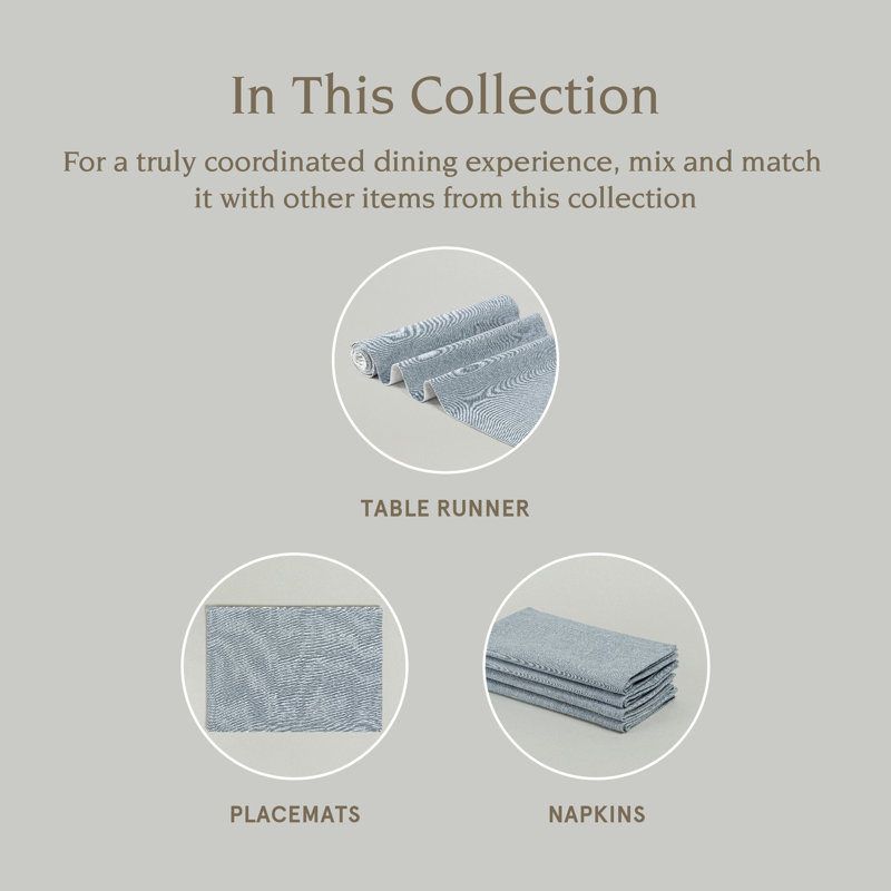 Set of 4 Blue Woven Chambray Cotton Placemats