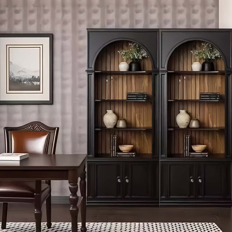 Black solid wood bookcase (Set of 2)