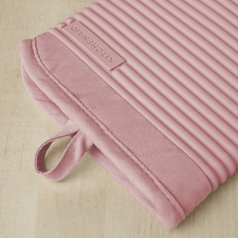 KitchenAid Ribbed Soft Silicone Oven Mitt, Dried Rose