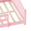 Lit à plancher double en bois massif rose, avec garde-corps et lattes, pour une bonne nuit de sommeil - taille fabriquée en bois, assemblage simple-130677073