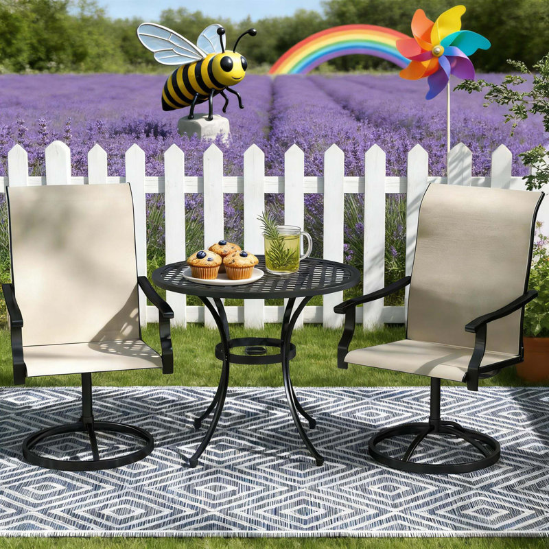 Ensemble de 2 chaises de salle à manger pivotantes pour l'extérieur, Beige