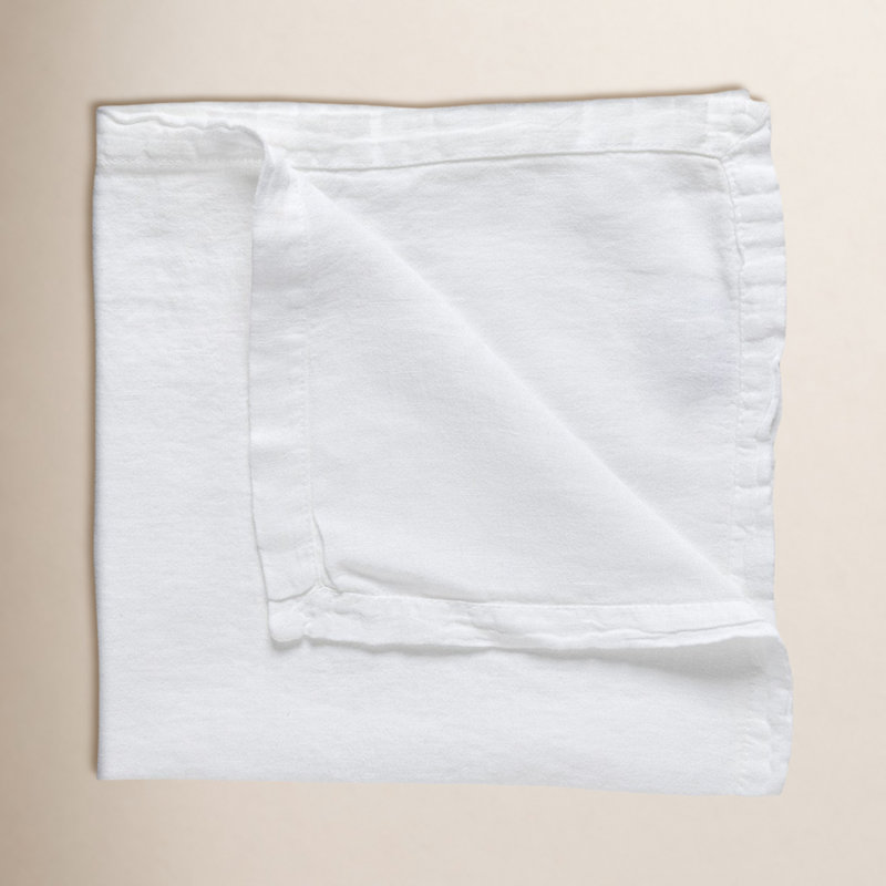 Maria Linen Square Napkin, Chalk White